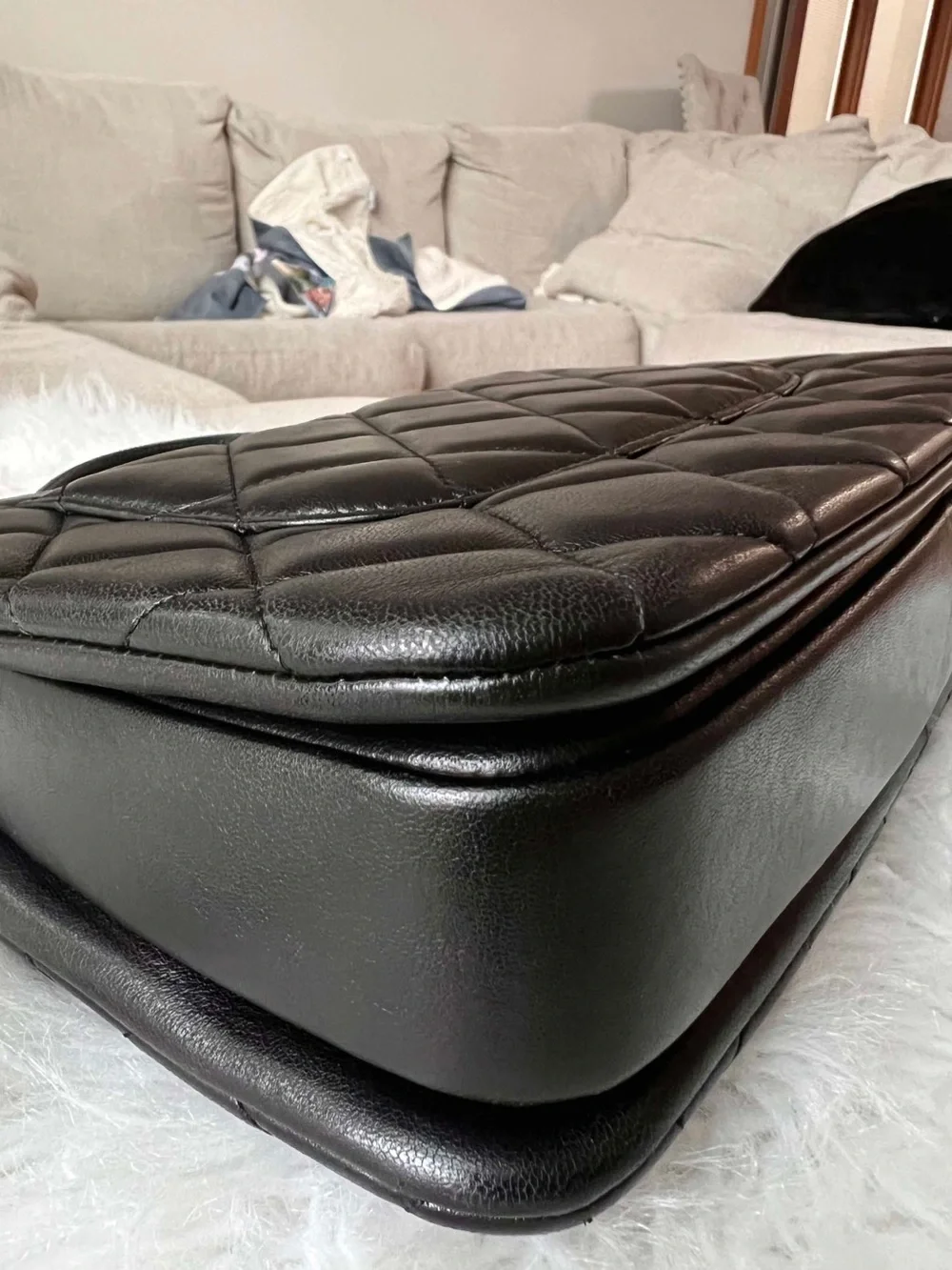 CHANEL Black Quilted Leather Shoulder Bag with Silver CC Turnlock Medium